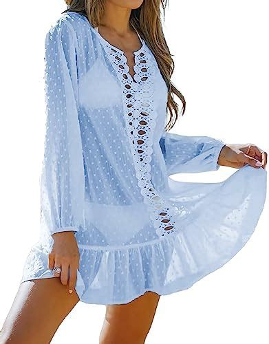 Strandkleid Damen Bikini Cover Up V Ausschnitt Und Langarm Beach