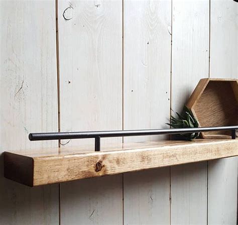 Modern Rustic Floating Wall Shelf Narrow Flush Mount Shelving