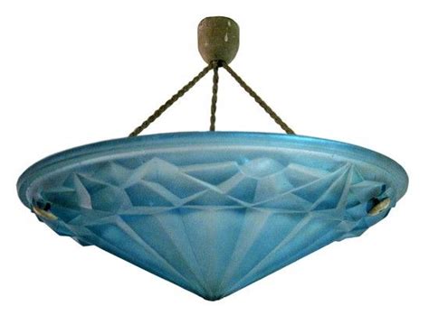 French Art Deco Blue Glass Ceiling Light Art Deco Lighting Art Deco Interior Deco Blue