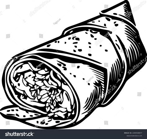 Breakfast Burrito Food Isolated Vintage Drawing Stock Vector (Royalty ...