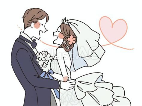 幸せな結婚式をするふたりの男女イラスト No 23597056／無料イラストフリー素材なら「イラストac」