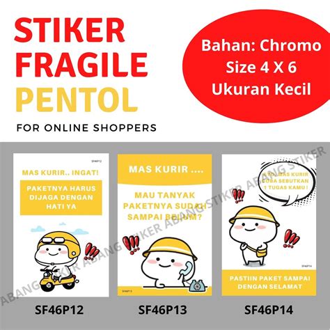 Jual Stiker Fragile Lucu Pentol X Cm Shopee Indonesia