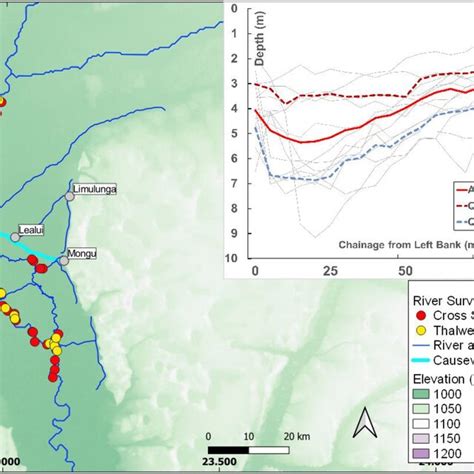 Location Of The River Cross Sections And Thalweg Sampling Locations