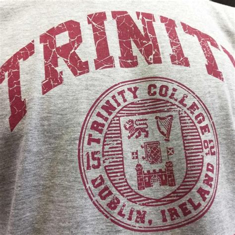 Trinity College Dublin Crest T Shirt Grey Marl And Burgundy