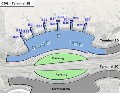 Paris de Gaulle Airport CDG Terminal 2B Map