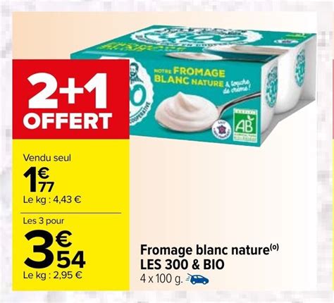 Promo Fromage Blanc Nature LES 30 BIO Chez Carrefour