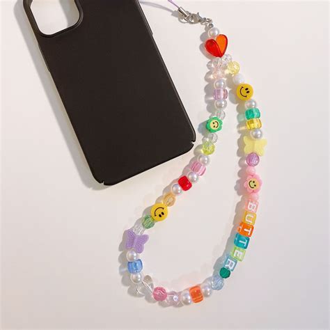 Smile Beaded Phone Charm Phone Strap Key Chain Etsy