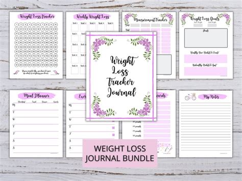 Weight Loss Tracker Journal Printable Weight Loss Chart Wkly Etsy