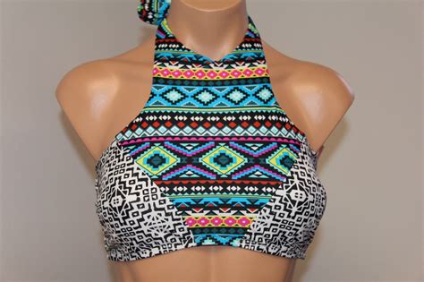 Nwt Hula Honey Swimsuit Bikini Top Sz Xs Black Multi High Neck Ebay