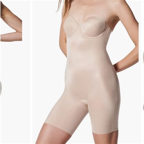 Spanx Intimates And Sleepwear Suit Your Fancy Strapless Cupped Mid Thigh Bodysuit Poshmark