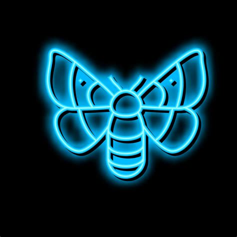 Adult Silkworm Moths Neon Glow Icon Illustration Vector Art At