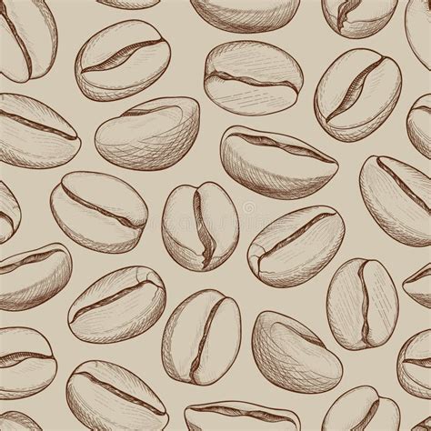 Coffee Seamless Pattern Coffee Beans Hand Drawn Sketch Hot Drink