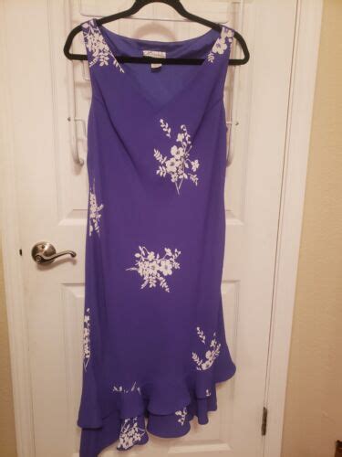 Euc Dressbarn Sleeveless Lined Dress Purple White Floral Size Ebay