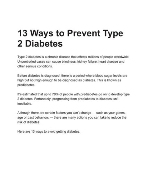 13 Ways To Prevent Type 2 Diabetes Pdf Free Download