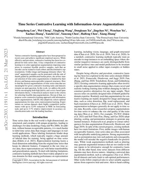 Time Series Contrastive Learning With Information Aware Augmentations Deepai