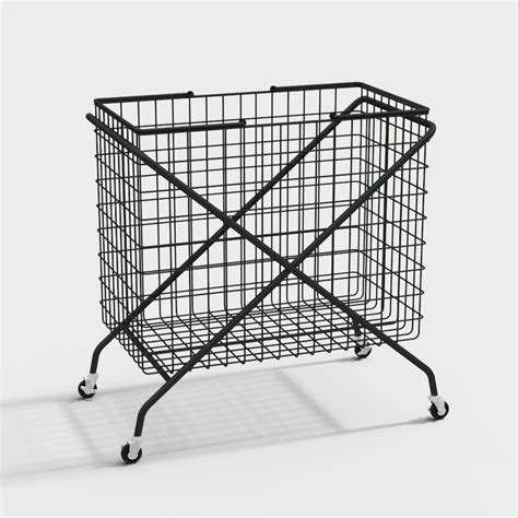 Collapsible Black Laundry Basket Metal Laundry Hamper on Wheels | Homary UK