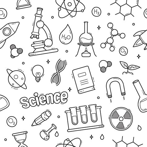 Premium Vector Science Doodle Seamless Pattern Wallpaper Vector