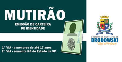 MUTIRÃO EMISSÃO CARTEIRA DE IDENTIDADE Prefeitura de Brodowski