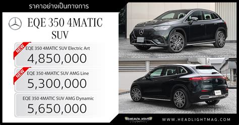 ราคาอย่างเป็นทางการ เทียบสเป็ค Eqe 350 4matic Suv 4 850 000 5 650 000 บาท วิ่งไกลสุด 558