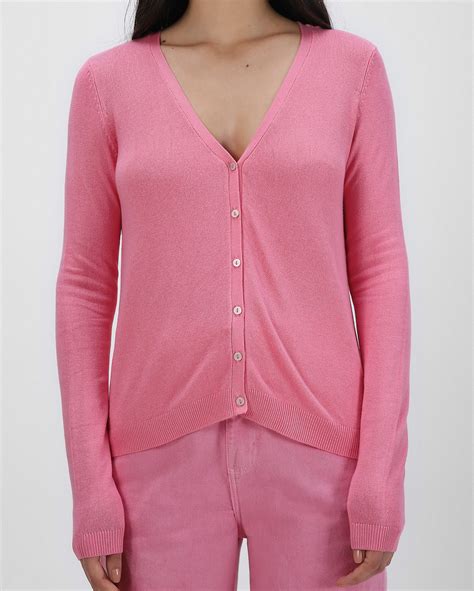 Riachuelo Cardigan Feminino Decote V Rosa Pool Basics By Riachuelo