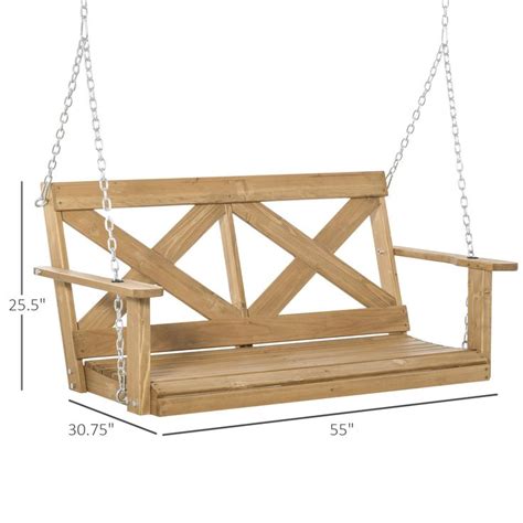 Outsunny Porch Swing Chair Seat Wooden Swing With Steel Chains For ...