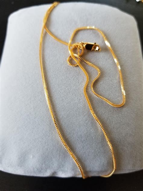 K Solid Gold Foxtail Chain Necklace K Gold Necklacegold Etsy