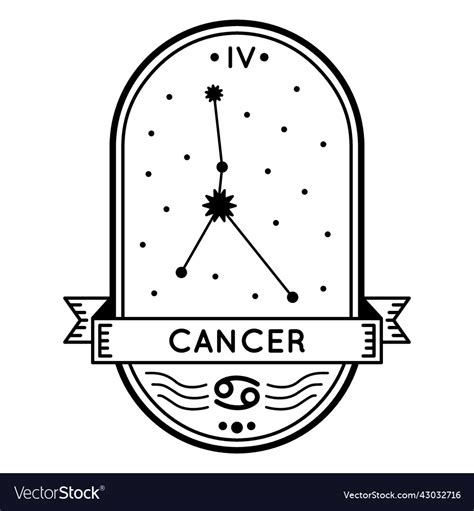 Zodiac Badge Constellation Cancer Stroke Vector Image