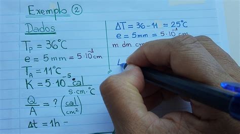 Fluxo Lei de Fourier Exemplo Numérico 2 YouTube