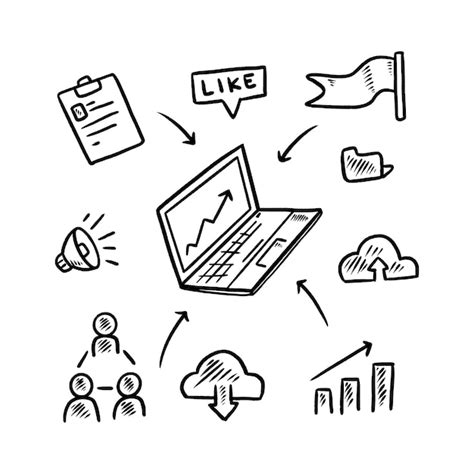 Premium Vector Social Media Doodle Icon Hand Drawn