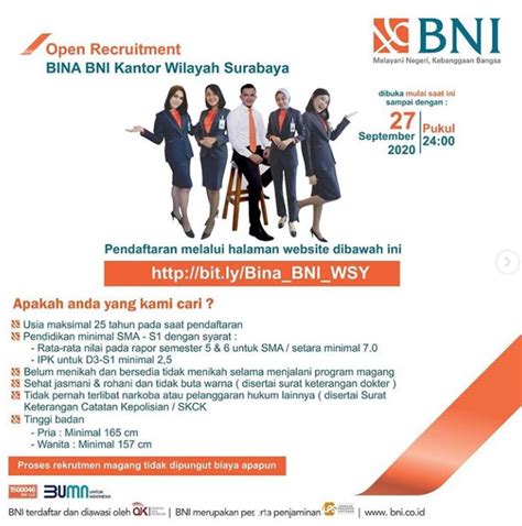 Rekrutmen Bina Bni Kanwil Surabaya Lowongan Kerja Bumn Cpns