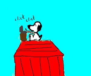 snoopy is typing. - Drawception