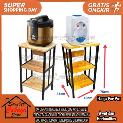 Jual RAK DISPENSER GALON AIR MAGIC KAYU 3SUSUN 3 TINGKAT RAKK AQUA