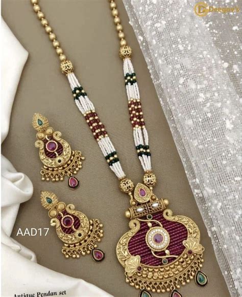 Party Wear Traditional Gold Plated Long Necklace Set Size Free Size