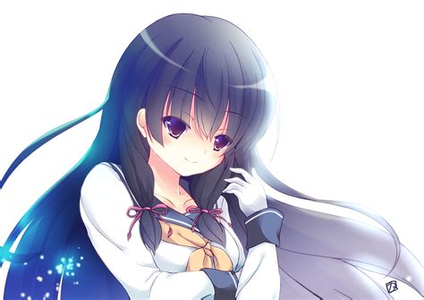 Anthropomorphism Black Hair Blush Breast Hold Breasts Gloves Isokaze