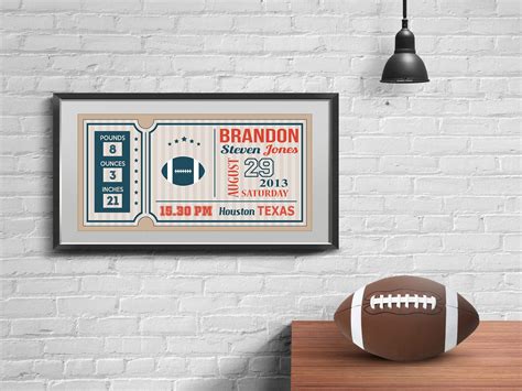 Football Birth Announcement Print Or Canvas Sports Nursery Etsy