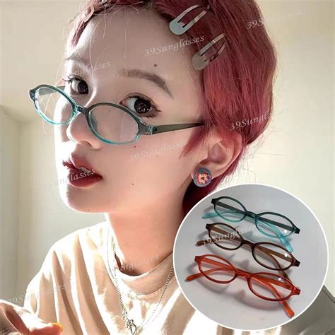 Anti Blue Light Vintage Oval Small Frame Glasses Stylish Y2k Street Millennium Spicy Girls Clear