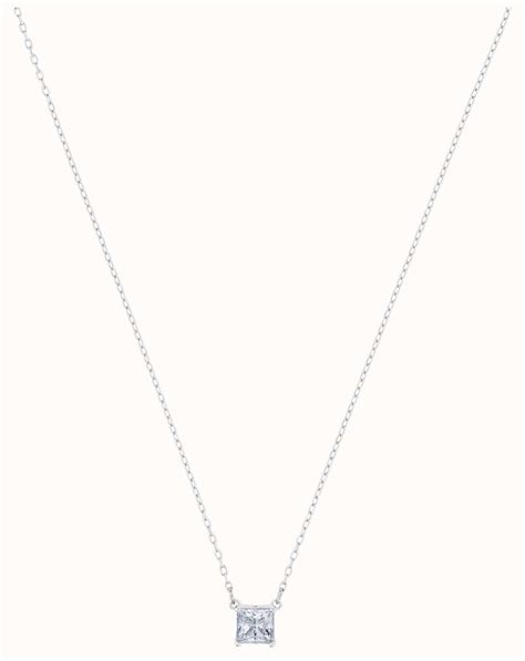 Swarovski Attract Rhodium Plated White Square Necklace 5510696