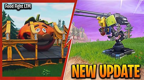 New Fortnite Update New Food Fight Ltm Gameplay New Fortnite Mounted Turret Gameplay