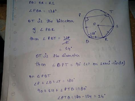 The Given Figure Shows A Circle With Centre O Also Pq Qr Rs And