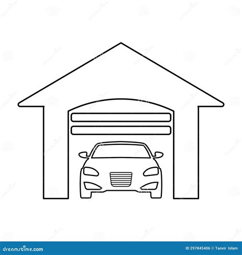 Car Garage Icon In Outline Style Stock Vector Illustration Of