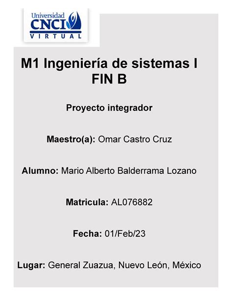 M1Ingenieríadesistemas Ifinbproyectointegrador M1 Ingeniería de