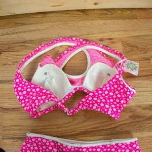 Pink Hipster Bikini Vintage S S S S Snap Cup Padding Criss Cross Halter Barbie