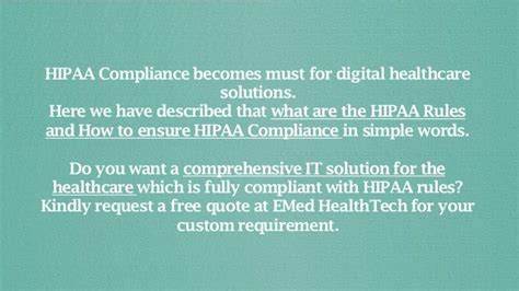 What Are The Hipaa Rules And How To Ensure Hipaa Compliance Ppt