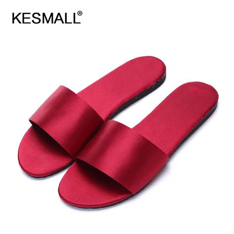 2018 summer fashion new Japanese style silent silk home slippers female household floor dragging ...