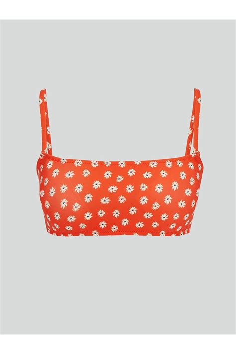 LC Waikiki Turuncu Dolgulu Çiçek Desenli Kadın Bikini Üst Fiyatı