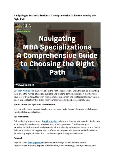 Ppt Navigating Mba Specializations A Comprehensive Guide To