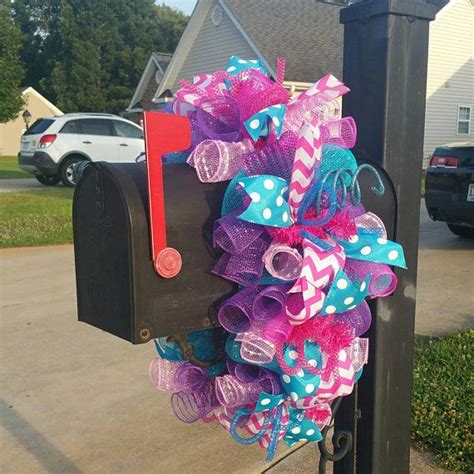 Summer Deco Mesh Mailbox Wreath Mailbox Swag Mailbox Mailbox