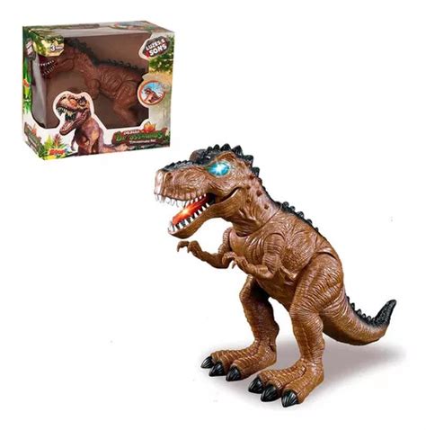 Brinquedo Tiranossauro Rex Marrom Som E Luzes Parcelamento Sem Juros