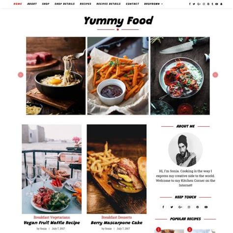 Food Blog Website Templates - TemplateOnWeb