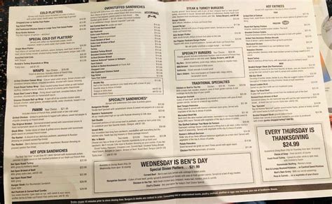 Menu At Bens Kosher Delicatessen Restaurant And Caterers Boca Raton